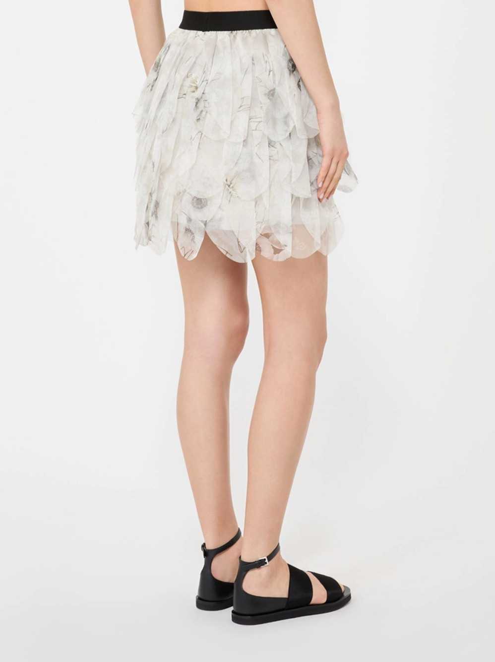 Max Mara Women Short Skirt With Printed Organza Petals - Pearl Gray MAX MARA