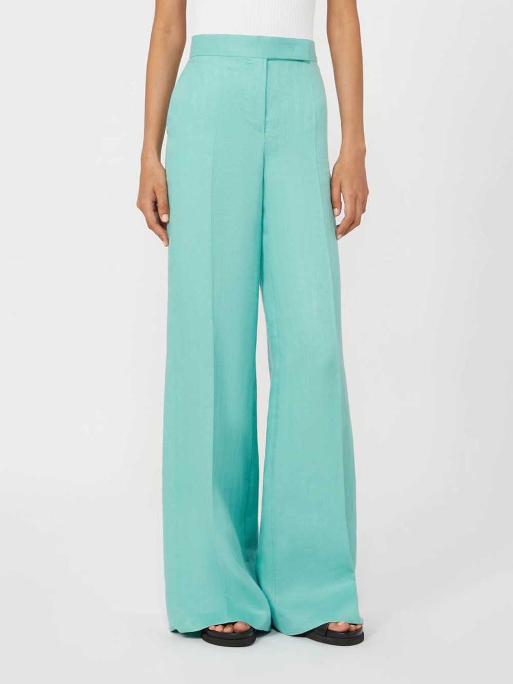 Max Mara Women Chevron Linen Batavia Trousers - Aqua MAX MARA