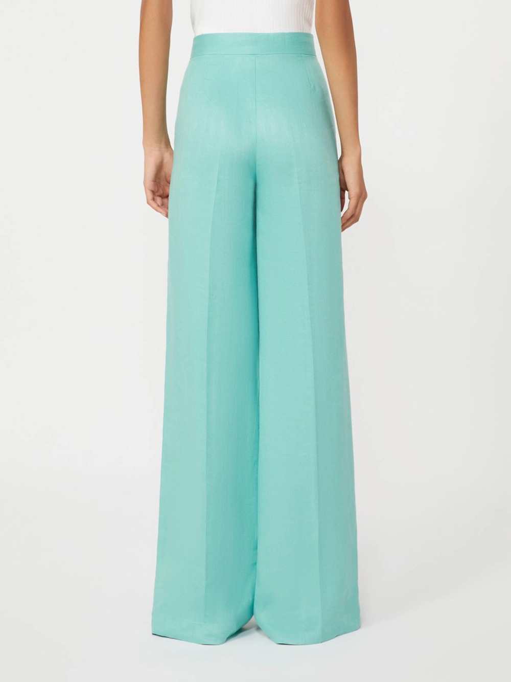 Max Mara Women Chevron Linen Batavia Trousers - Aqua MAX MARA