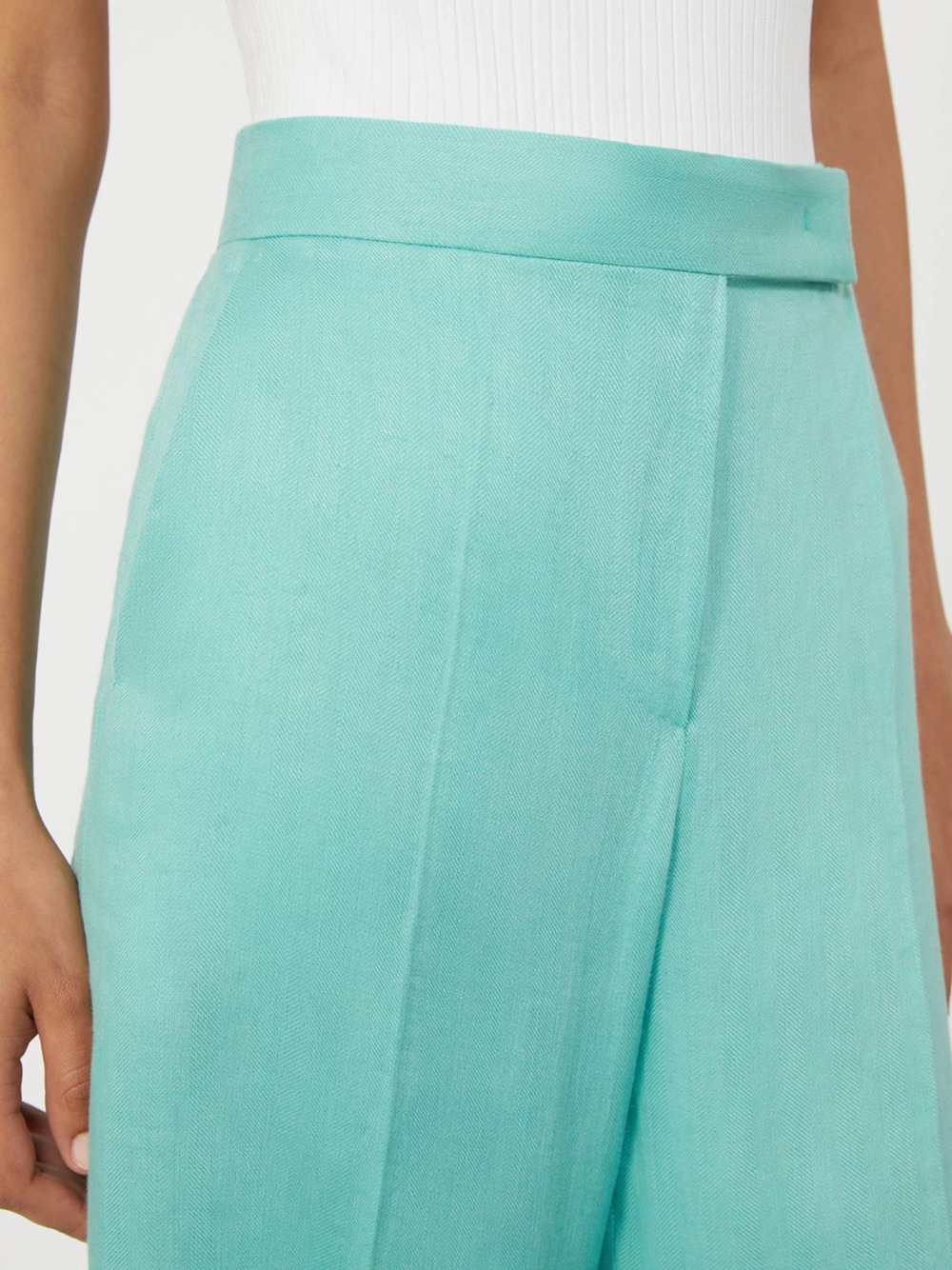 Max Mara Women Chevron Linen Batavia Trousers - Aqua MAX MARA