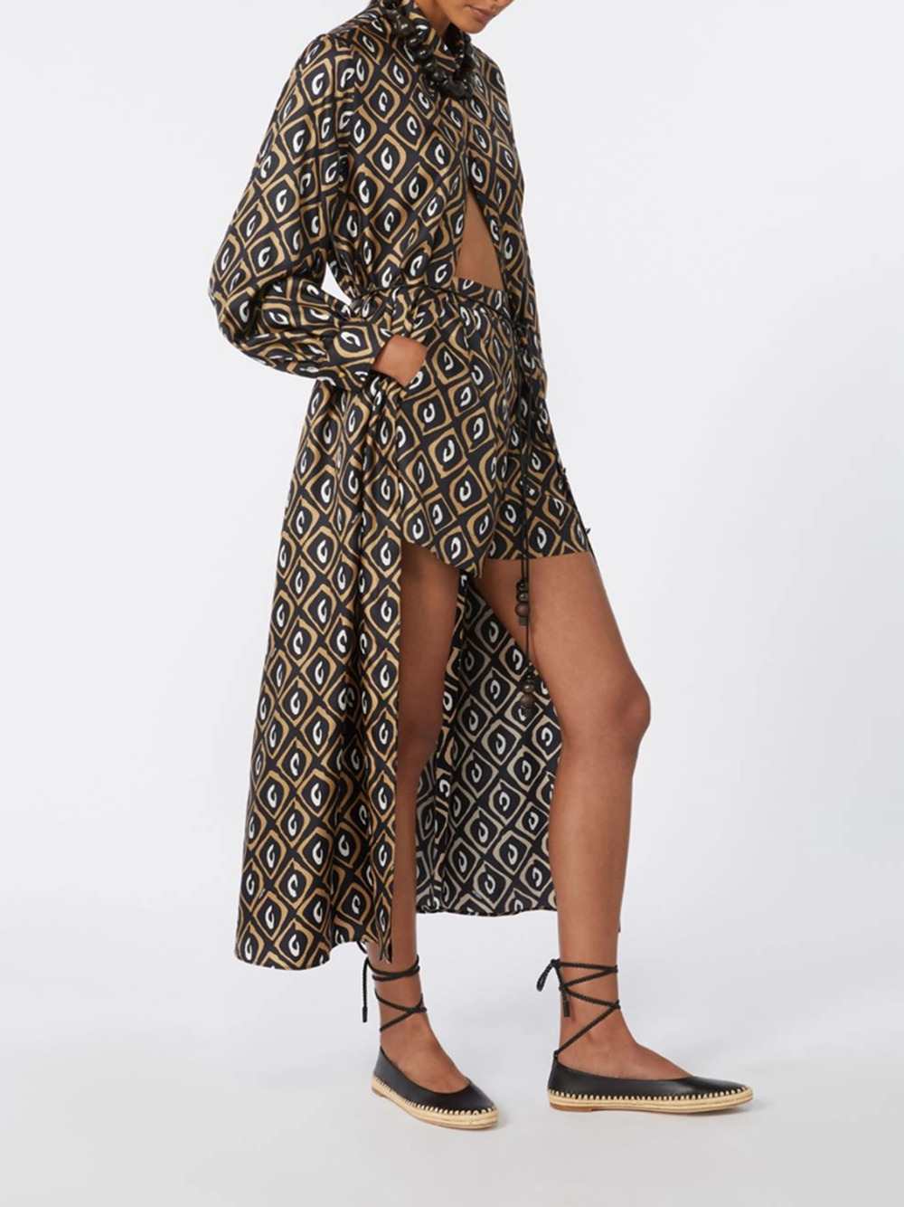 Max Mara Women Printed Silk Twill Shirt Dress - Black MAX MARA