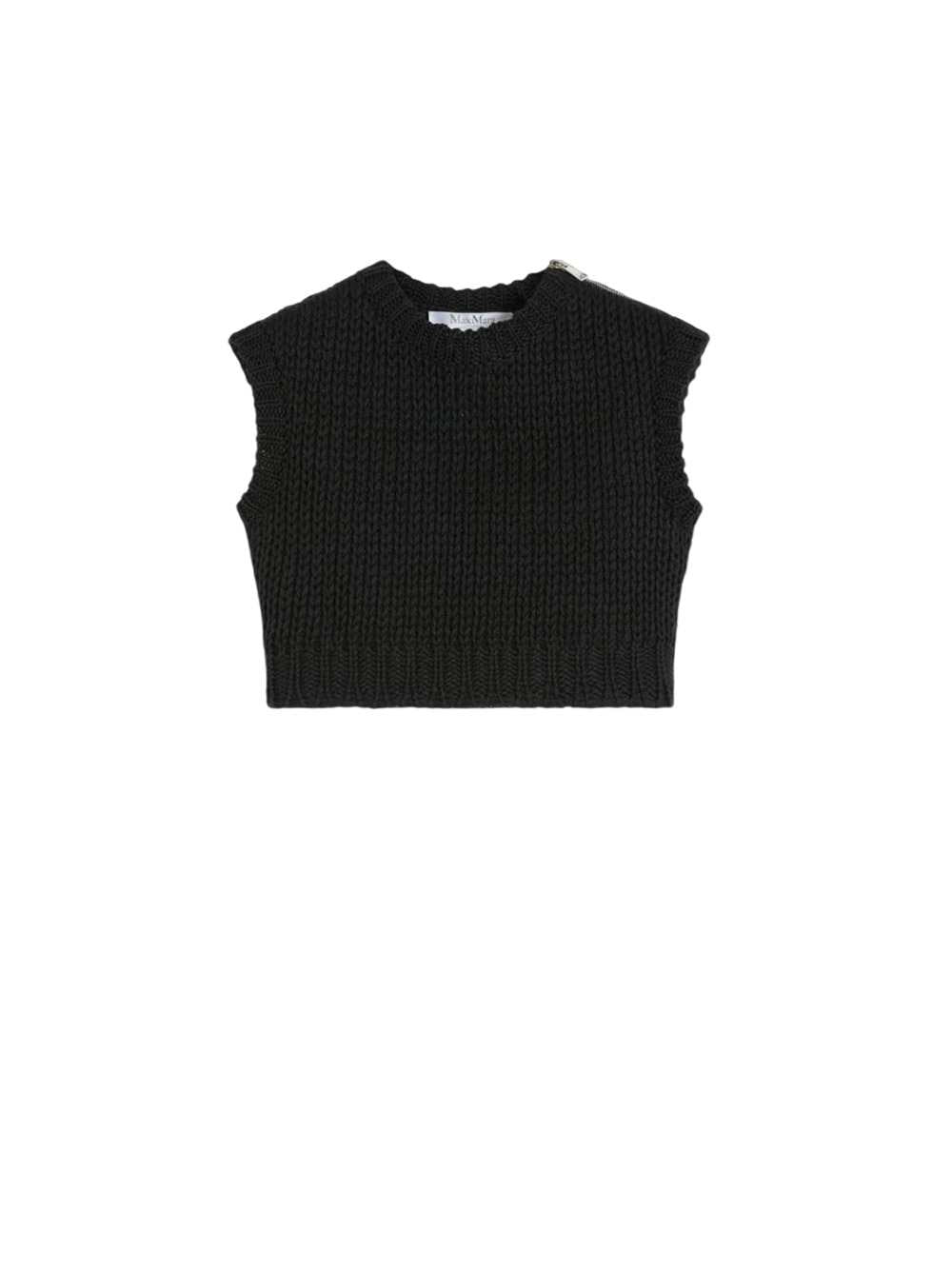 Max Mara Women Sleeveless Crop Sweater In Plain Cotton - Black MAX MARA