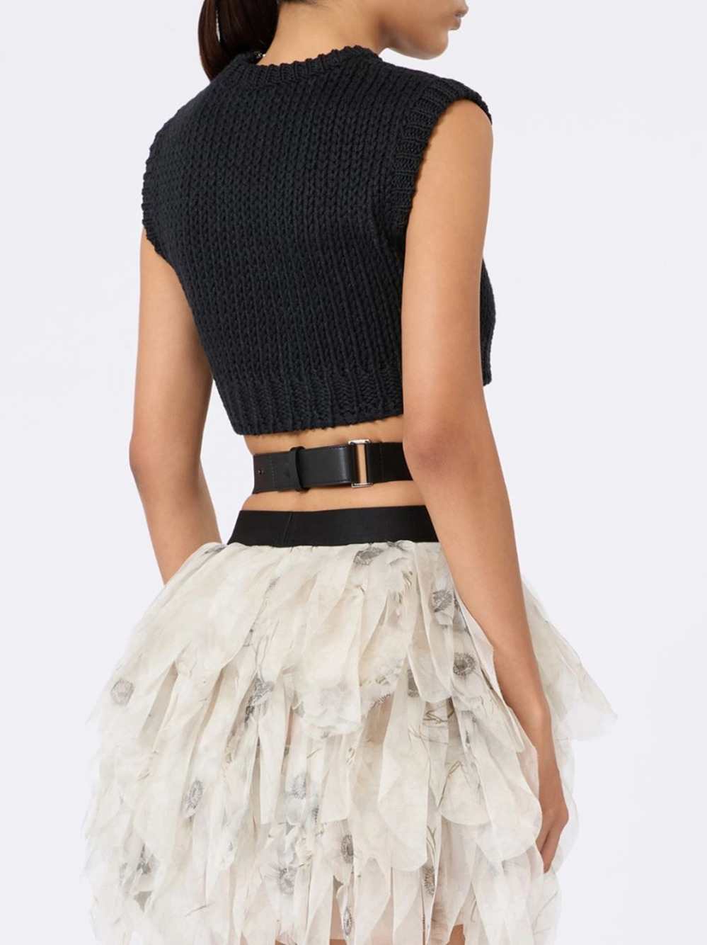 Max Mara Women Sleeveless Crop Sweater In Plain Cotton - Black MAX MARA