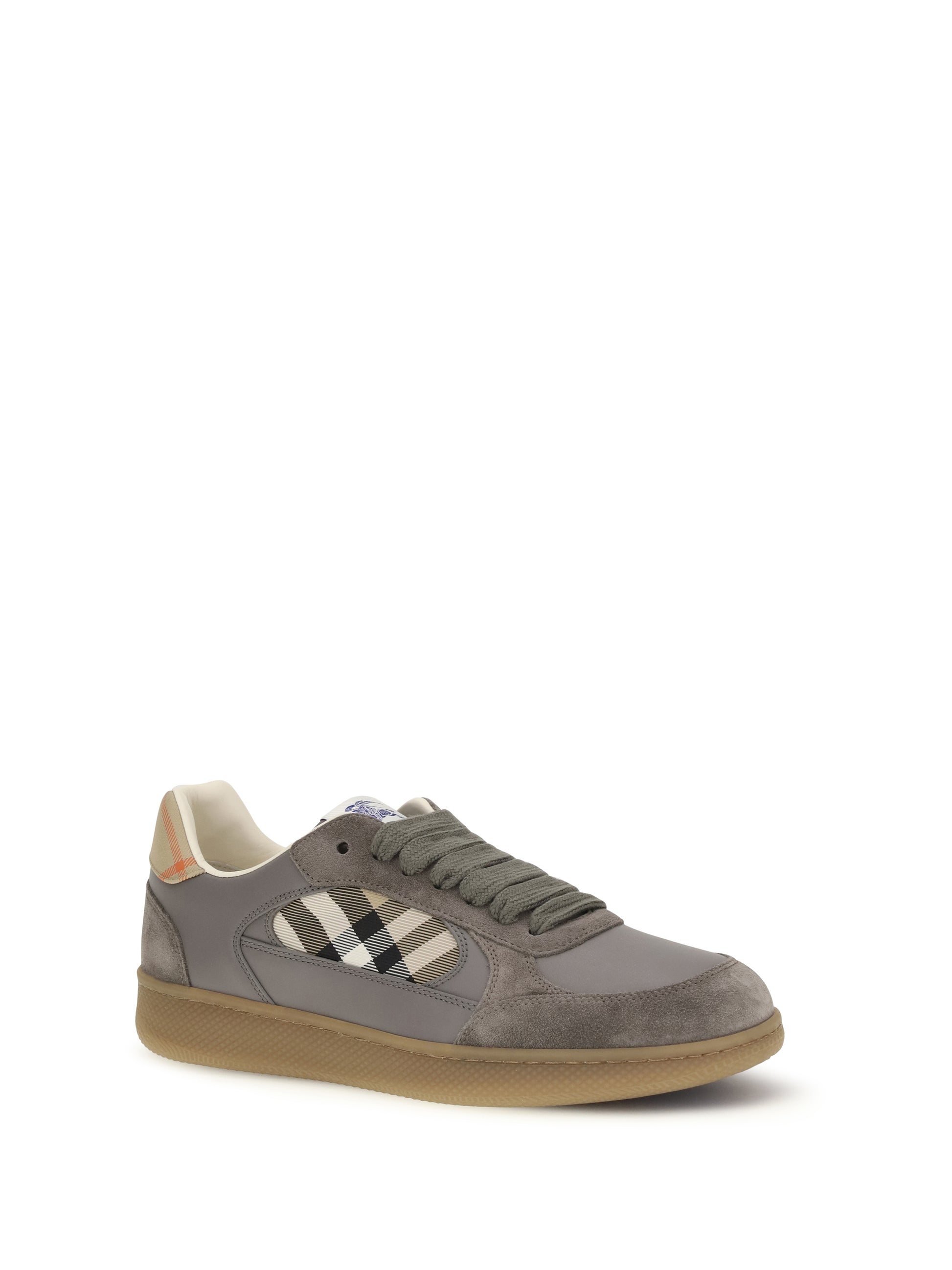 Burberry Men Terrace Leather And Check Sneakers BURBERRY