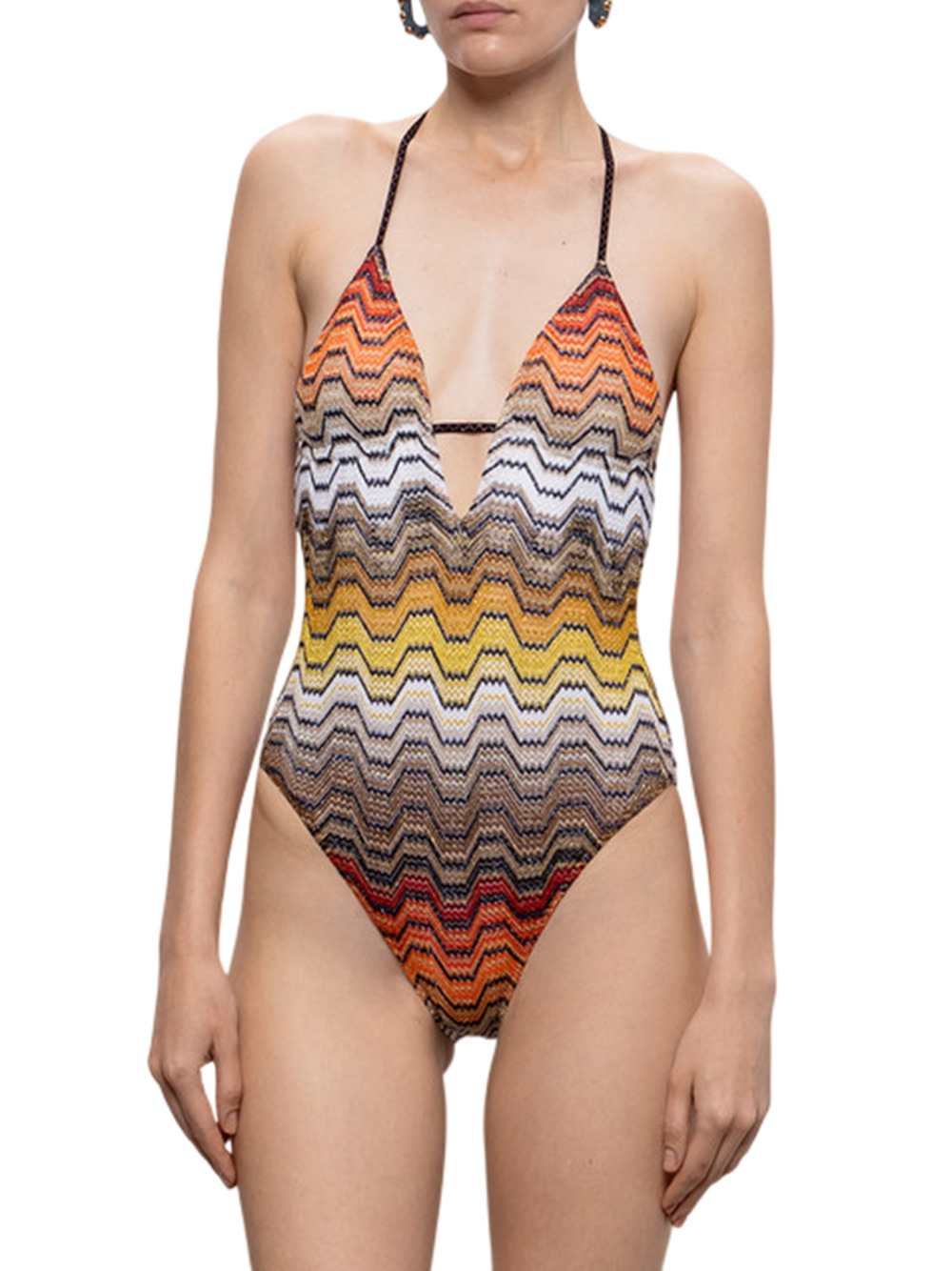Missoni Women Halter-Neck Swimsuit With Zigzag Pattern MISSONI