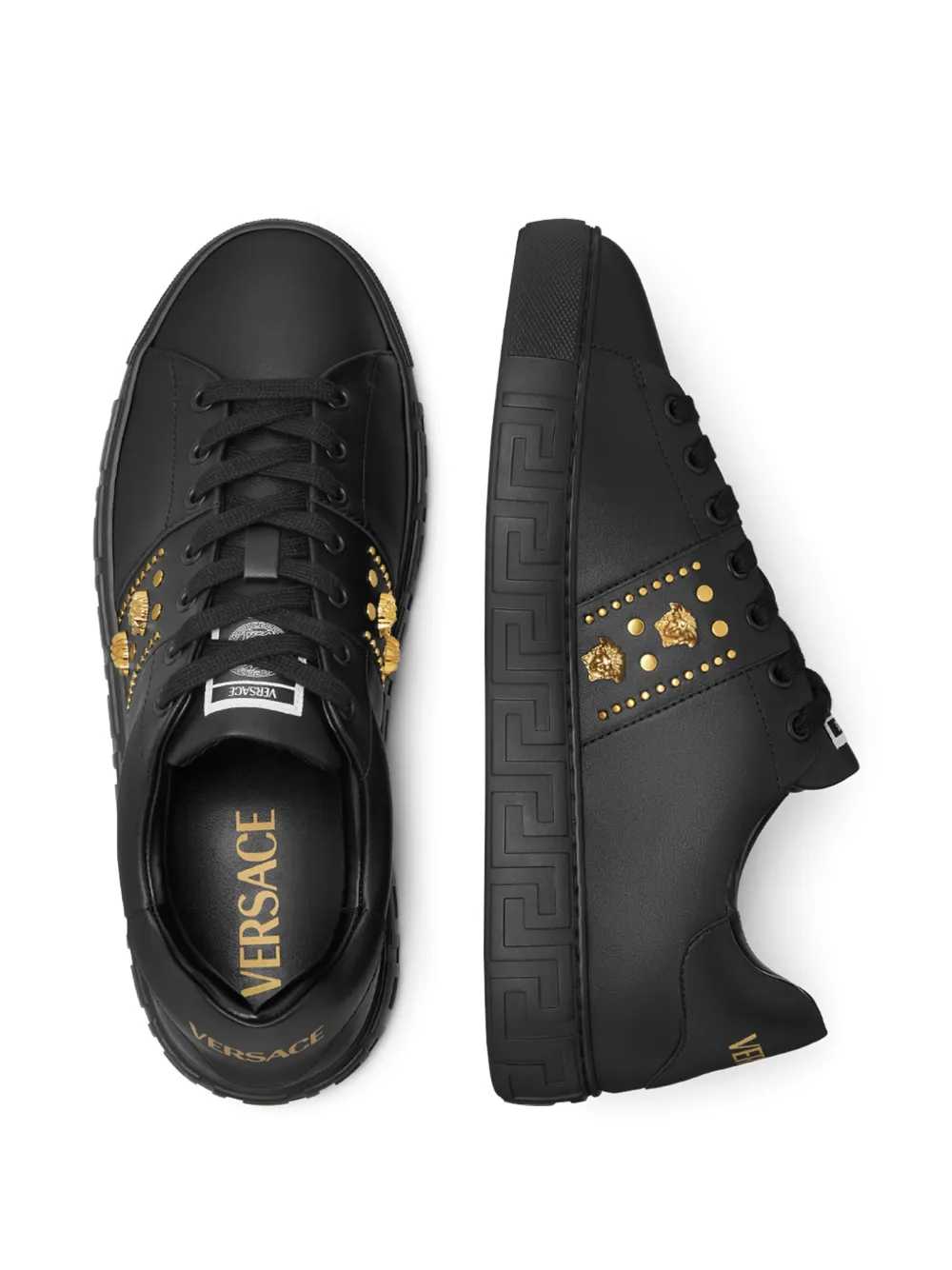 Versace Men Greca Sneakers With Studs VERSACE