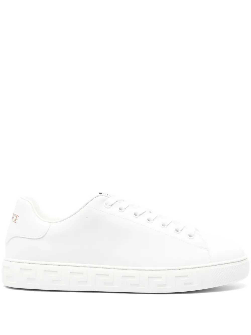 Versace Men Greca Sneakers In Faux Leather VERSACE