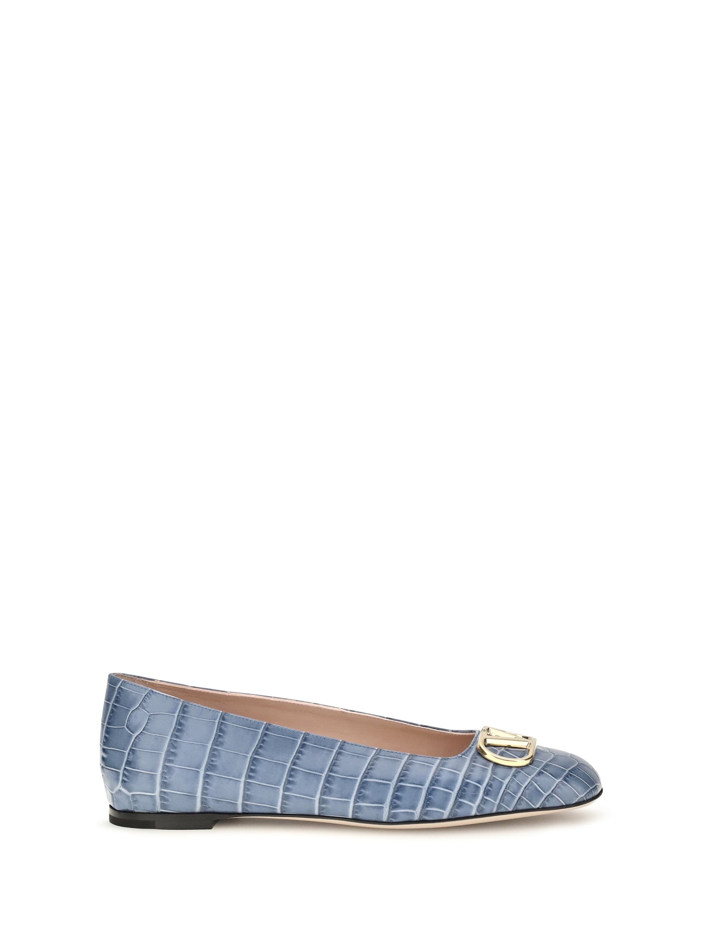 Valentino Garavani Women Vlogo Signature Croc-Effect Ballerinas VALENTINO GARAVANI
