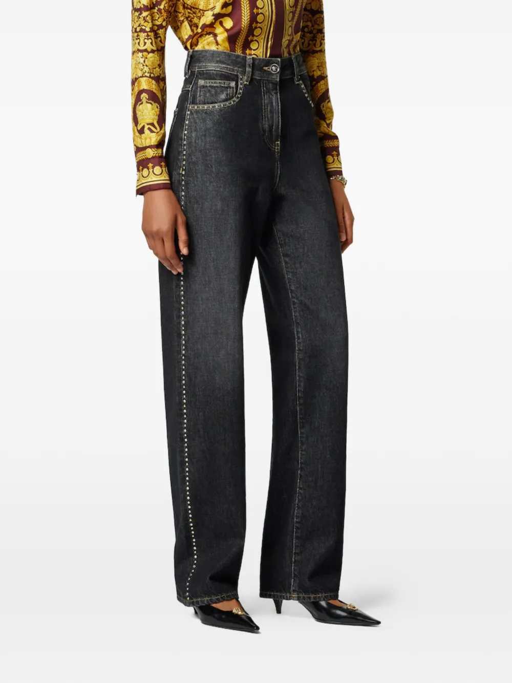 Versace Women Studded Denim Trousers VERSACE