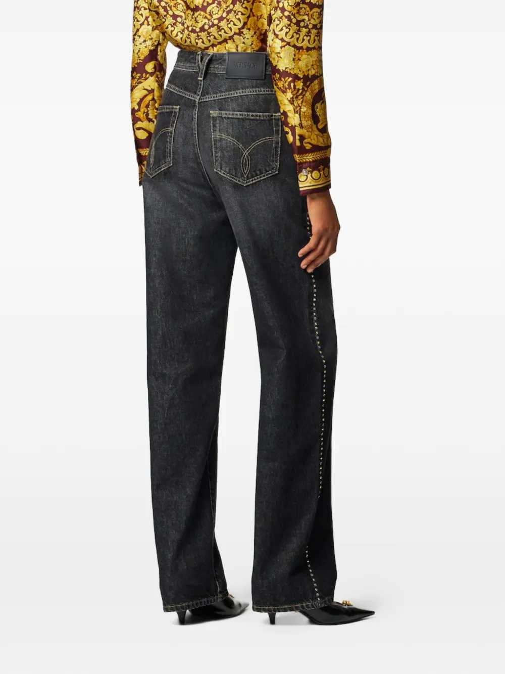 Versace Women Studded Denim Trousers VERSACE