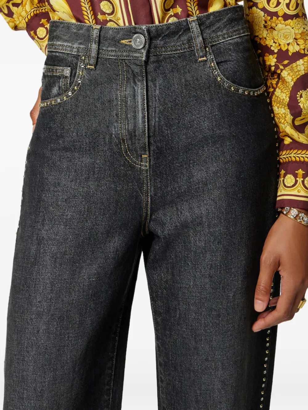 Versace Women Studded Denim Trousers VERSACE
