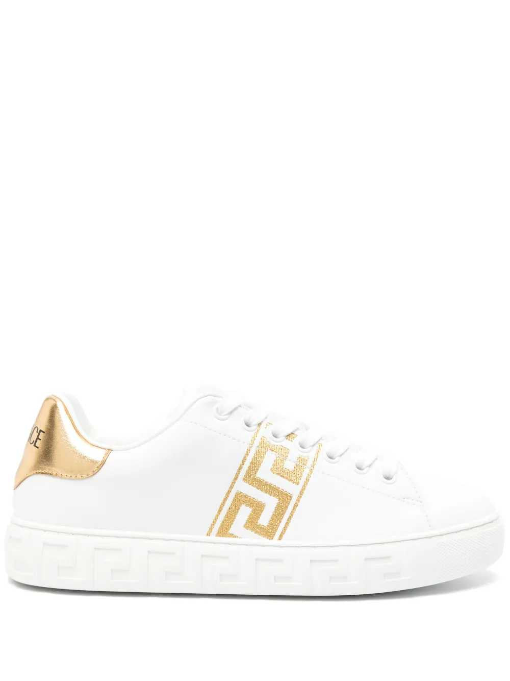 Versace Women Leather Sneakers With Greek Embroidery VERSACE