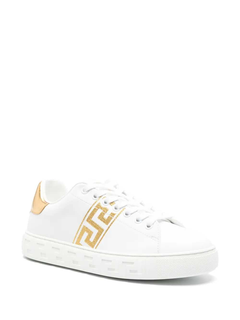 Versace Women Leather Sneakers With Greek Embroidery VERSACE