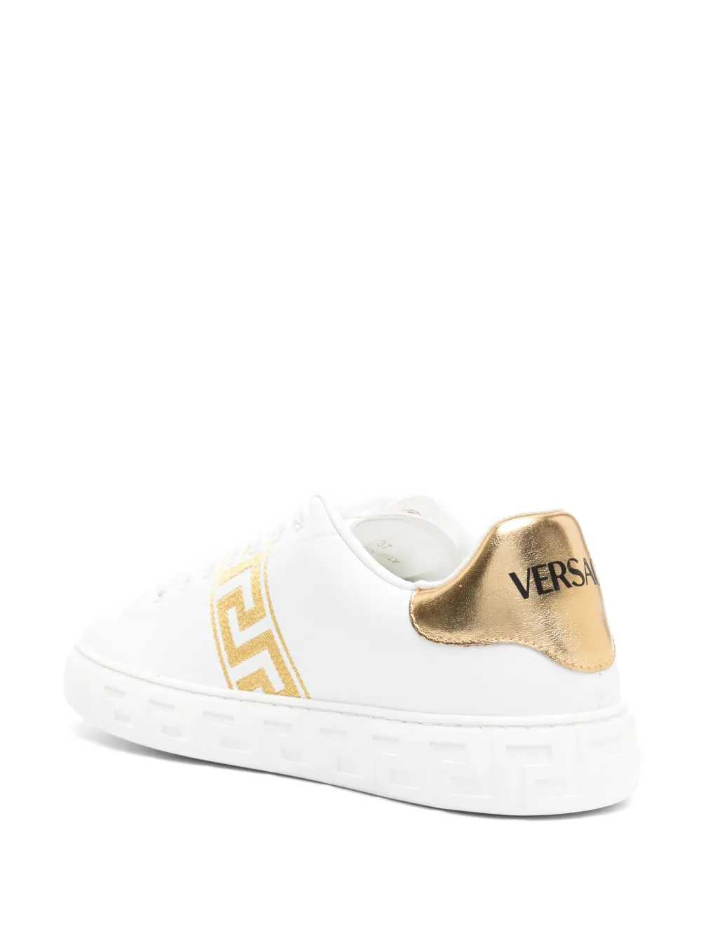 Versace Women Leather Sneakers With Greek Embroidery VERSACE