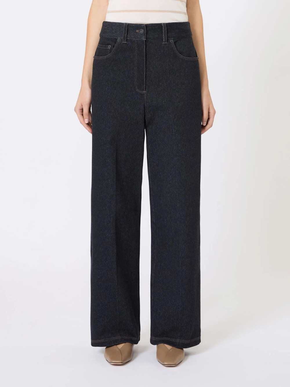Max Mara Women Denim-Effect Jersey Trousers - Navy Blue MAX MARA