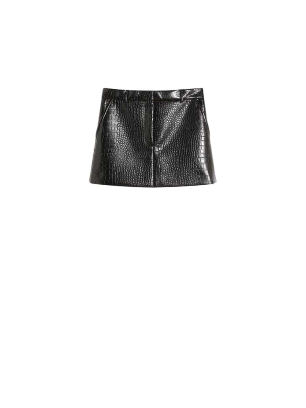 Sportmax Women Patent Leather Alligator Mini Skirt - Black SPORTMAX