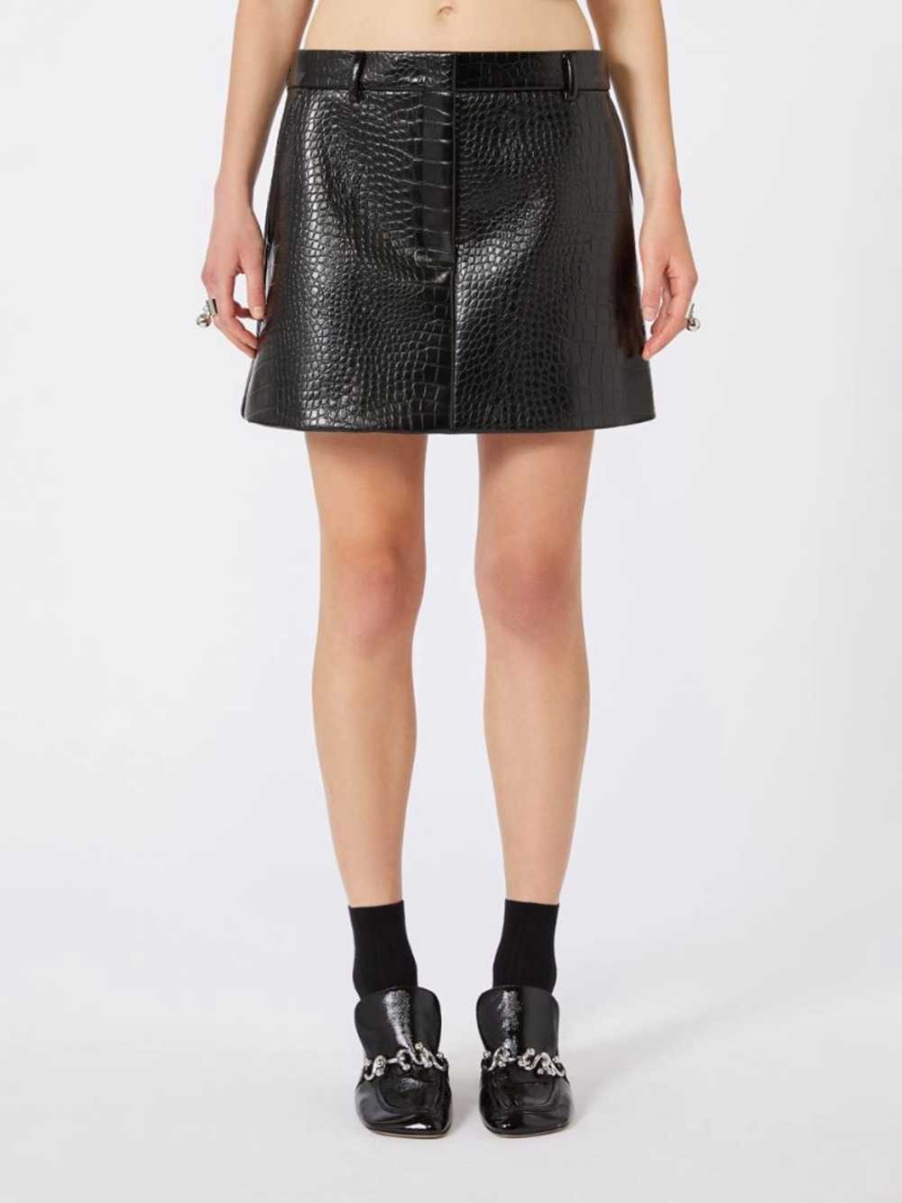 Sportmax Women Patent Leather Alligator Mini Skirt - Black SPORTMAX