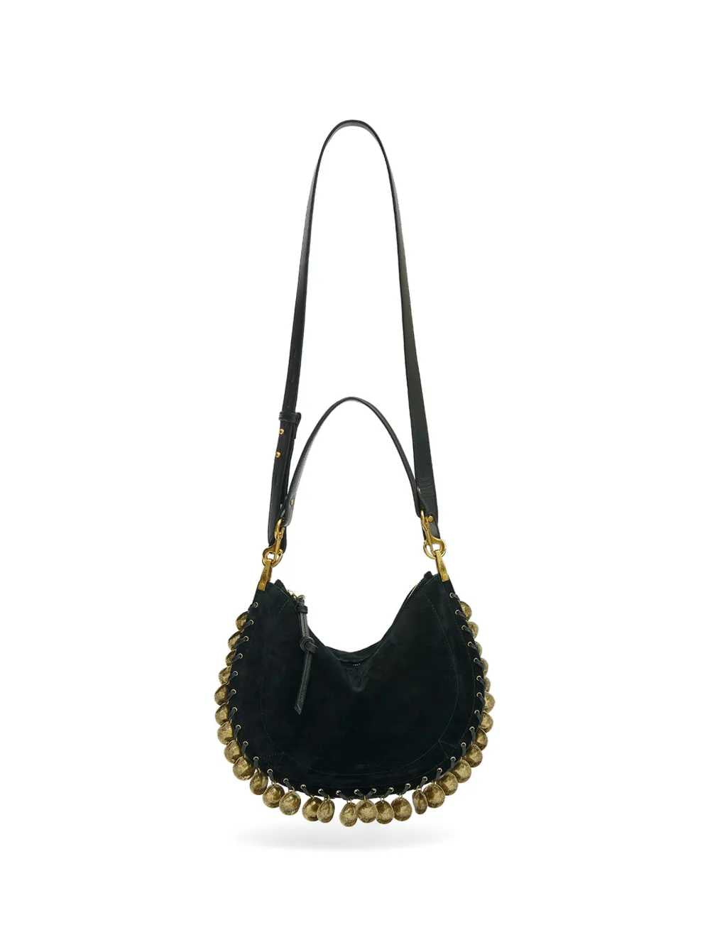 Marant Women Oskan Shoulder Bag In Soft Calf Suede With Medallions And Zipper. ISABEL MARANT