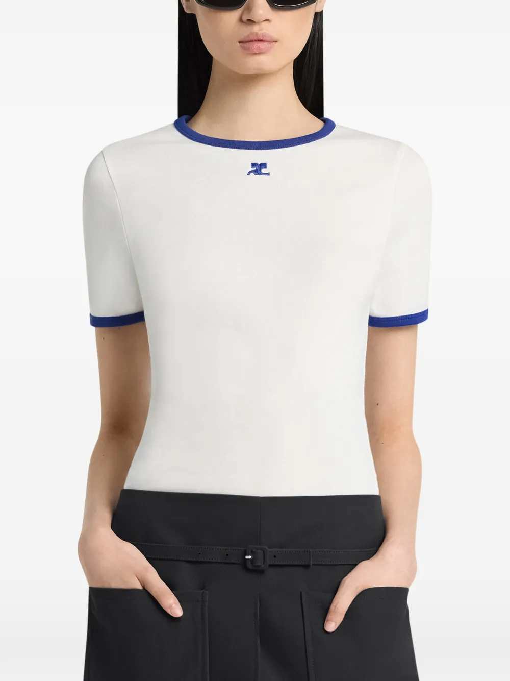 Courreges Women T-Shirt With Contrasting Trim COURREGES