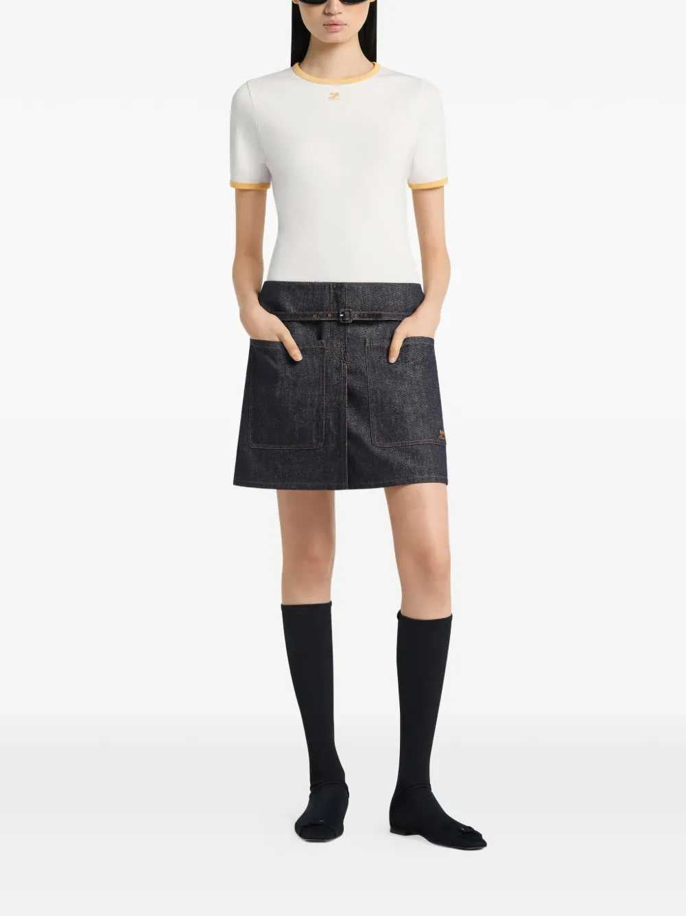 Courreges Women T-Shirt With Contrasting Trim COURREGES