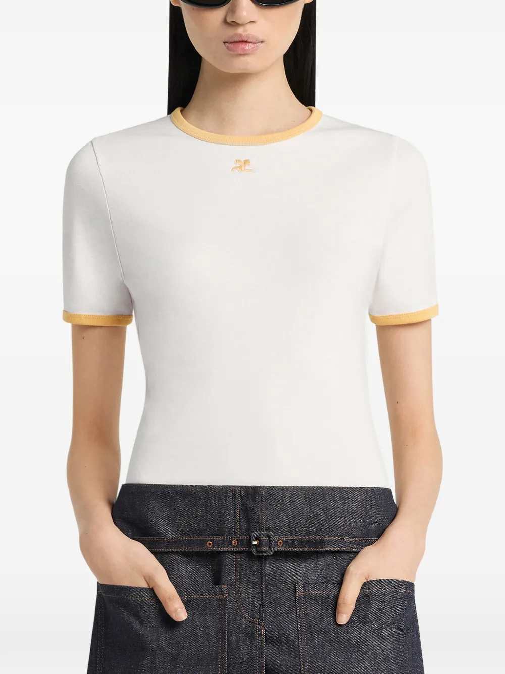 Courreges Women T-Shirt With Contrasting Trim COURREGES