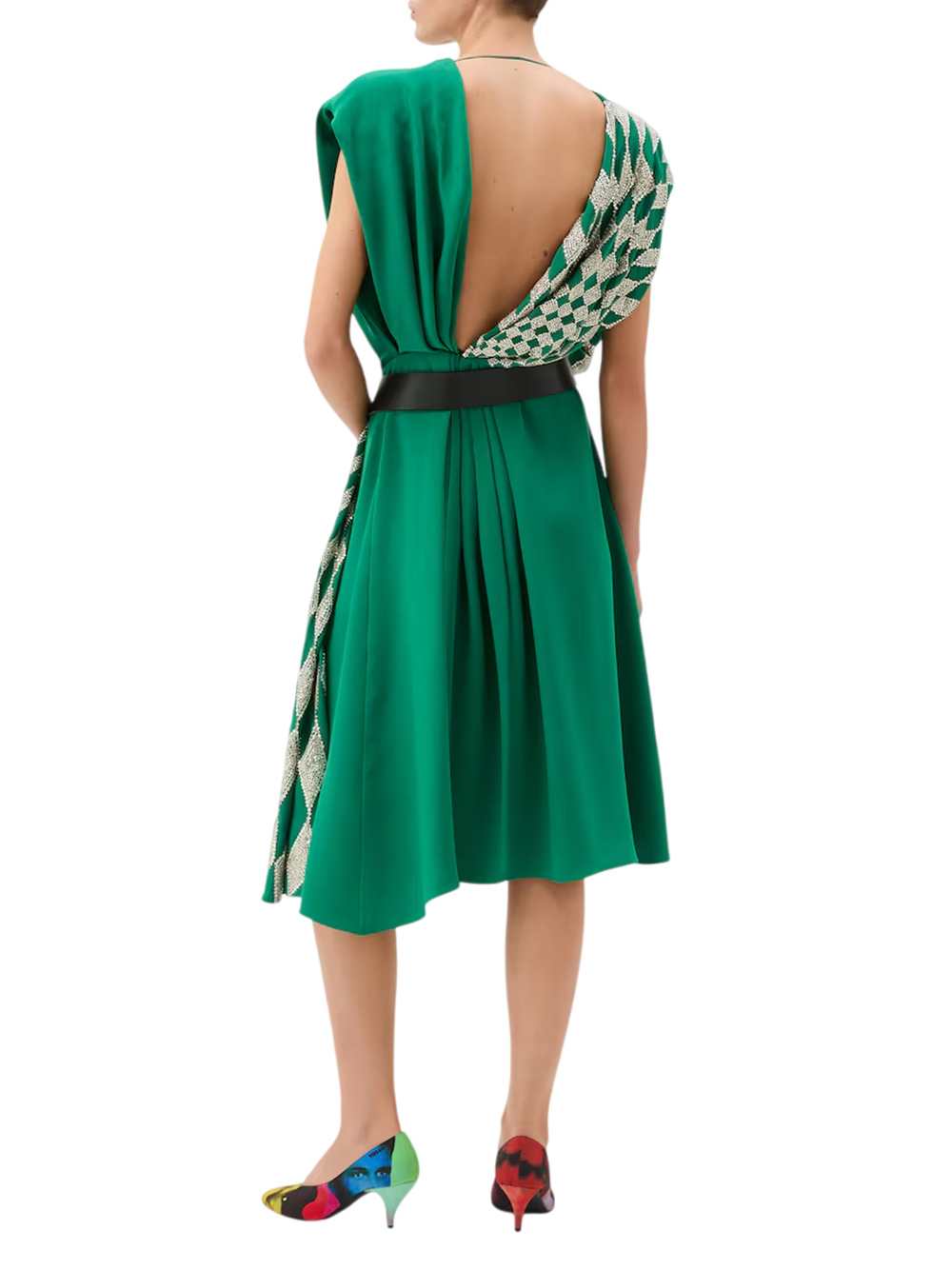 Versace Women Silk Midi Evening Dress With Embroidery VERSACE