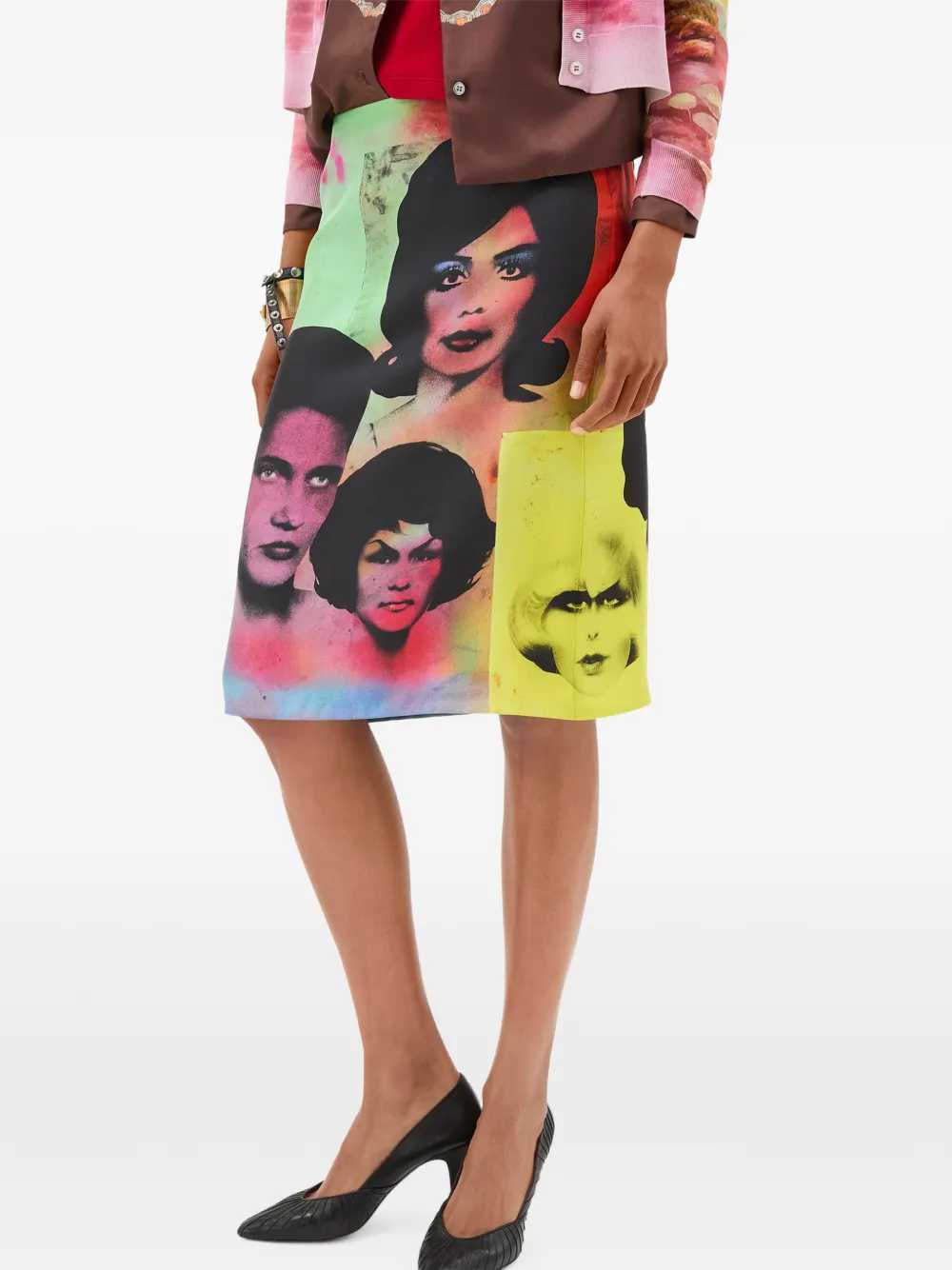 Versace Women Printed Silk Twill Pencil Skirt VERSACE