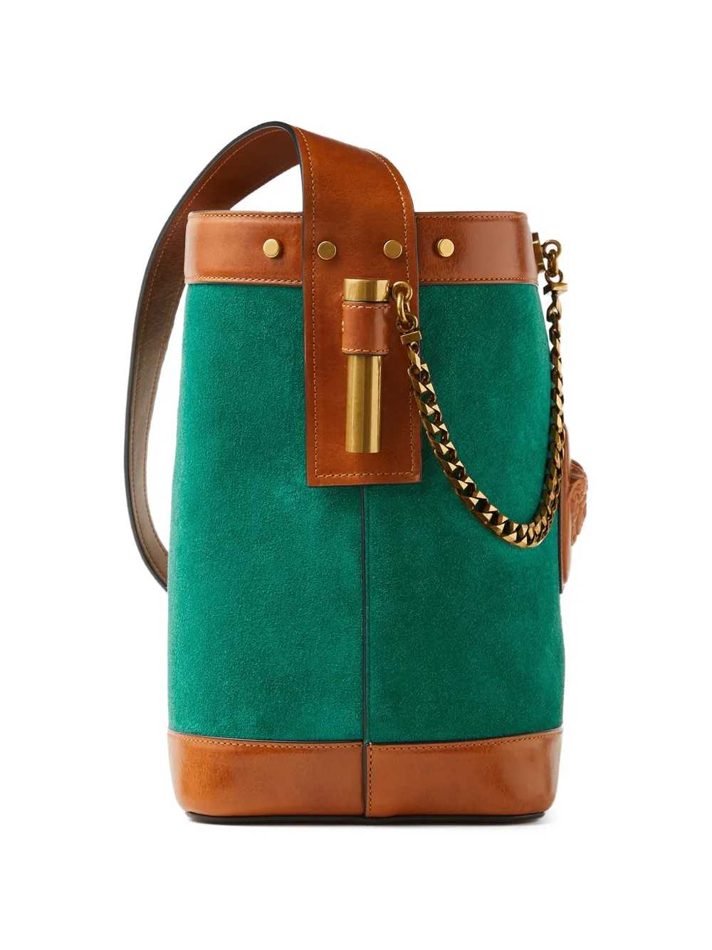 Versace Women Pivot Small Suede Bucket Bag VERSACE