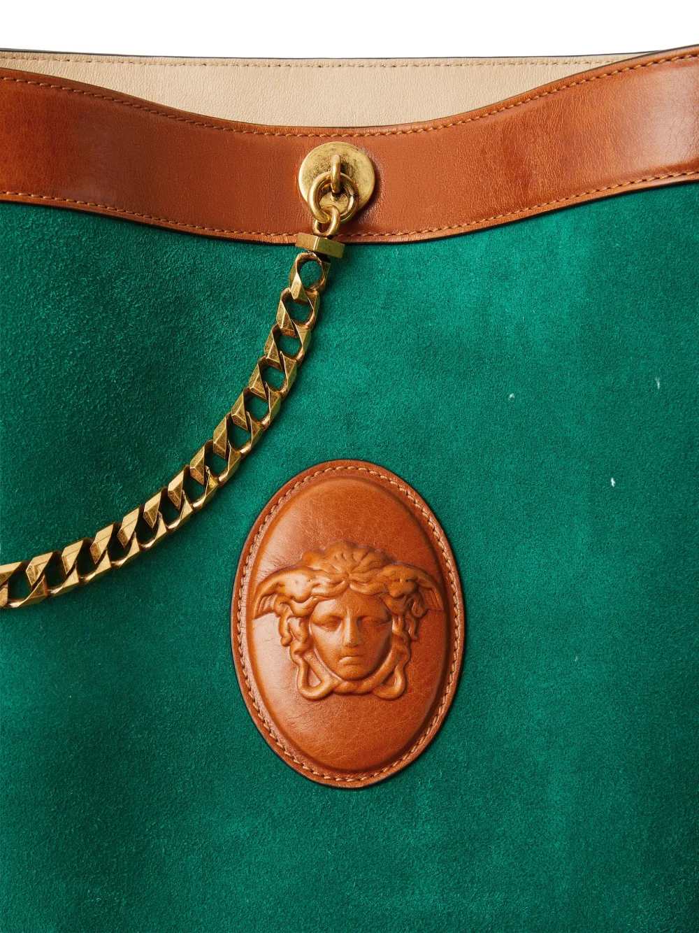 Versace Women Pivot Small Suede Bucket Bag VERSACE