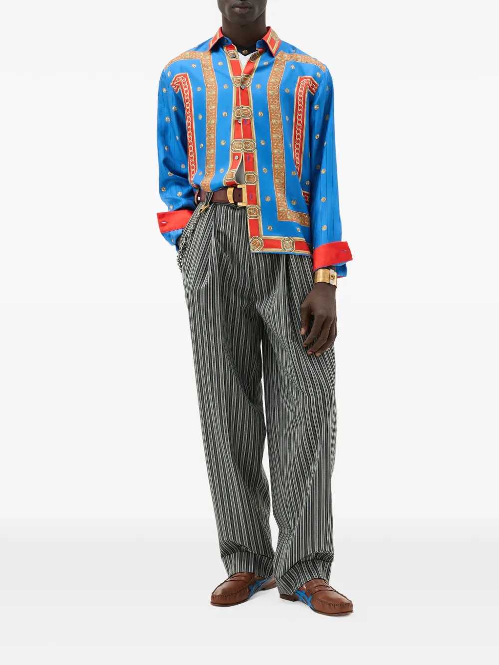 Versace Men Striped Pleated Trousers VERSACE