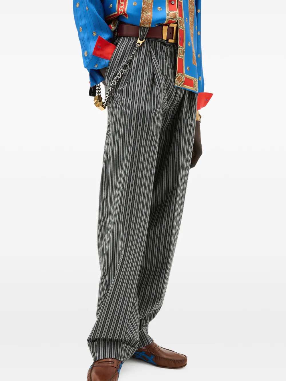 Versace Men Striped Pleated Trousers VERSACE
