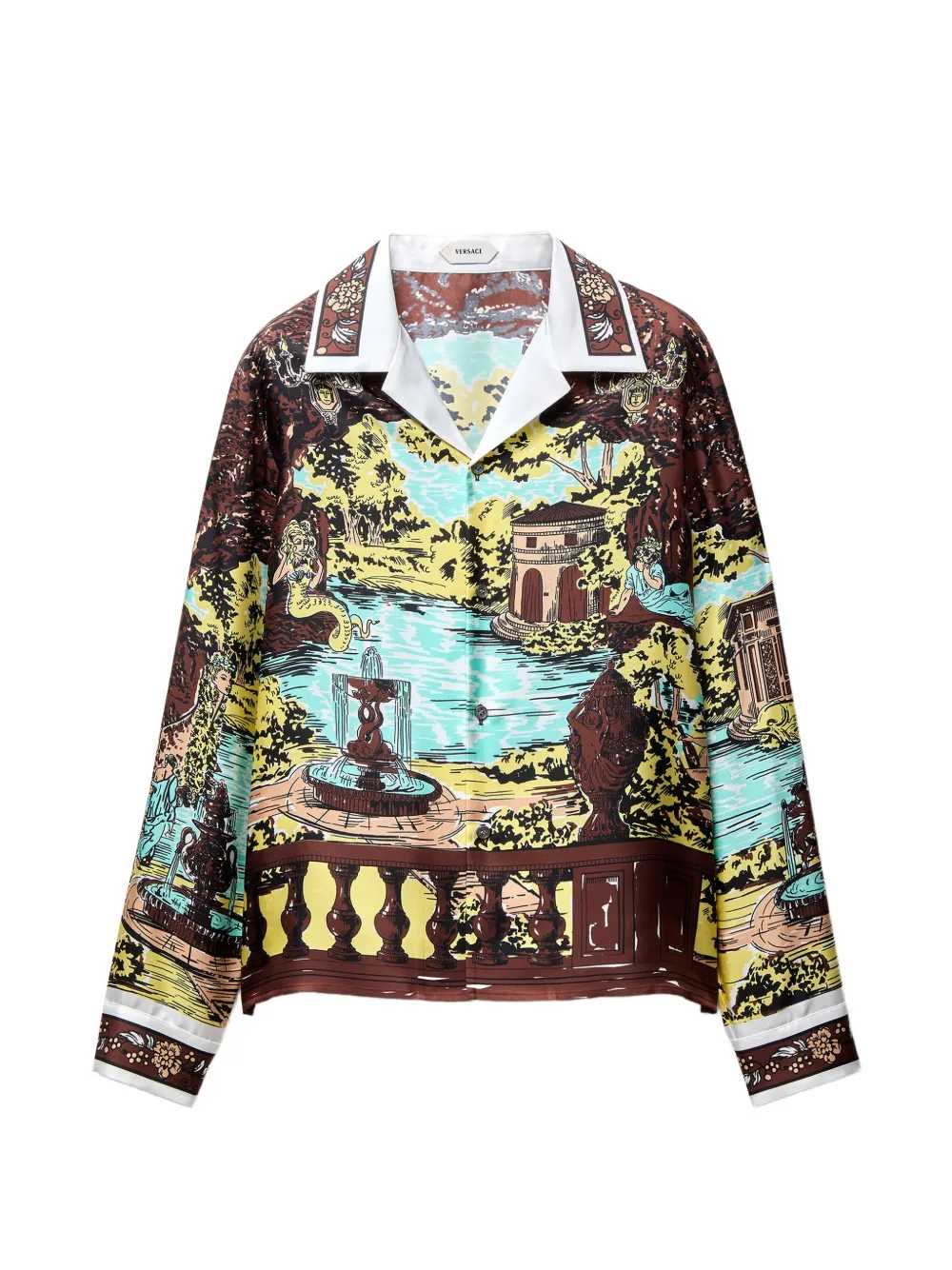 Versace Men Slim-Fit Printed Silk Twill Shirt VERSACE