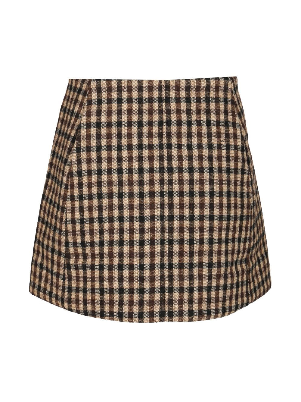 Ganni Women Checked Wool Mini Skirt GANNI