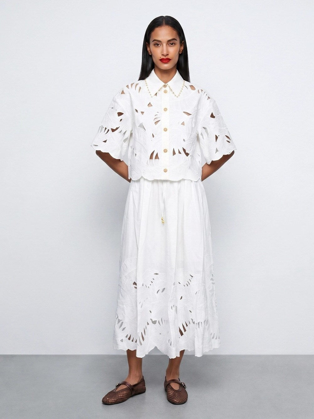 Zimmermann Women Mahon Embroidered Crop Shirt ZIMMERMANN