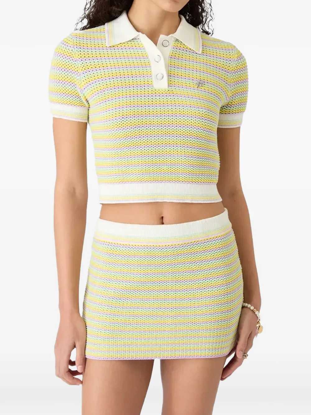 Casablanca Women Striped Polo Shirt With Bourgeois-Style Logo CASABLANCA