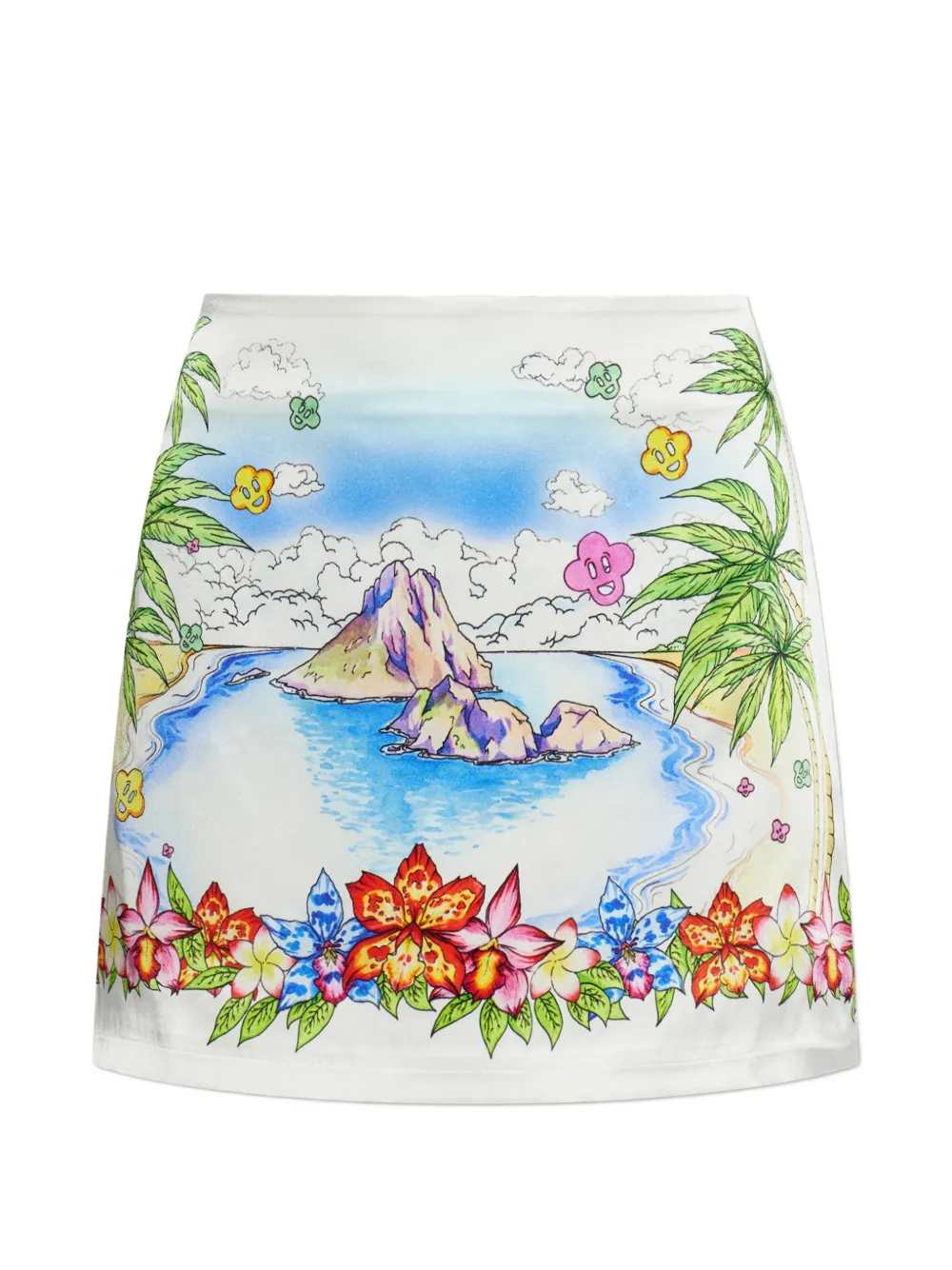 Casablanca Women Better Days Graphic Print Silk Mini Skirt CASABLANCA