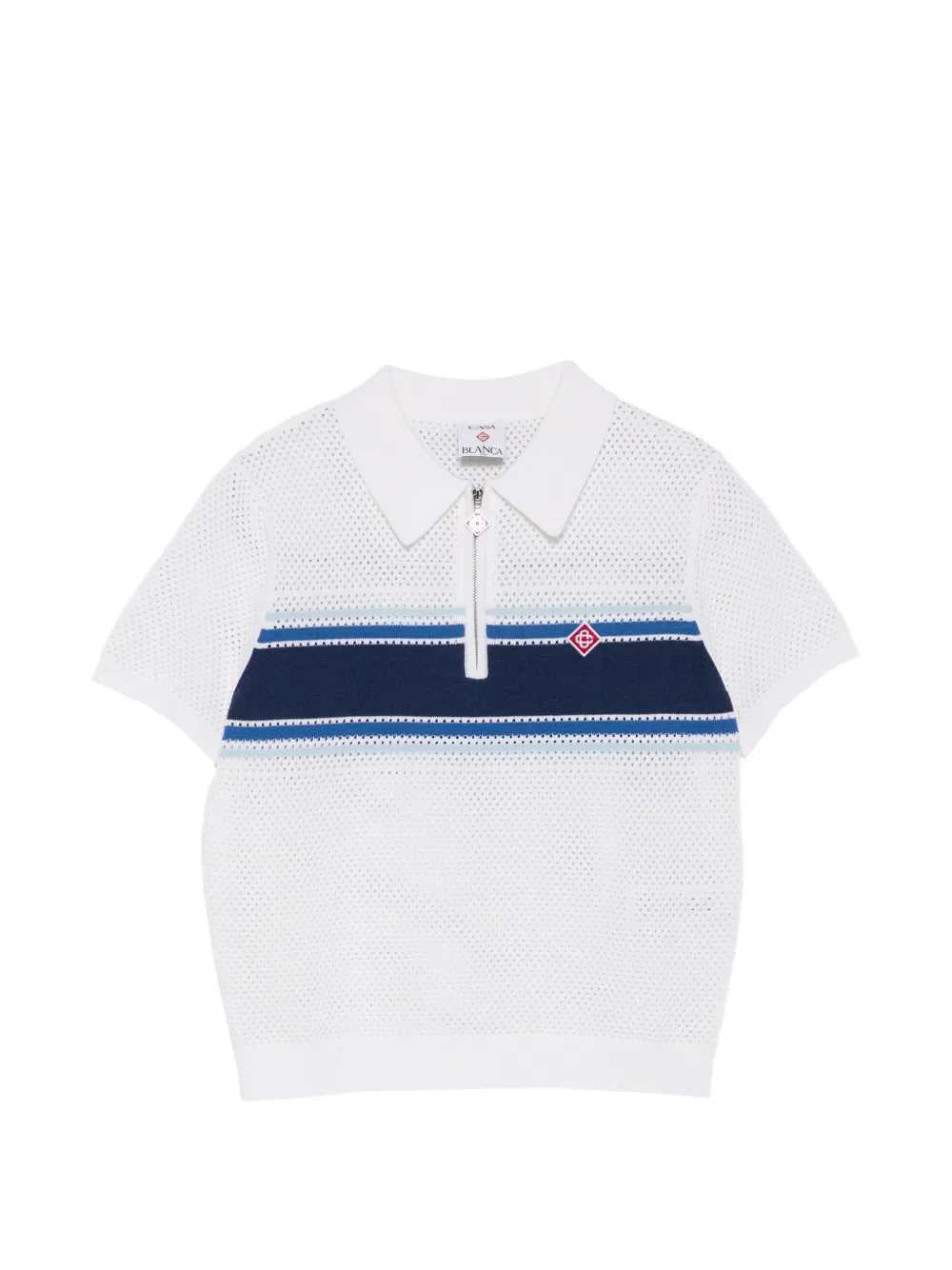 Casablanca Women Striped Zip-Up Polo Shirt CASABLANCA