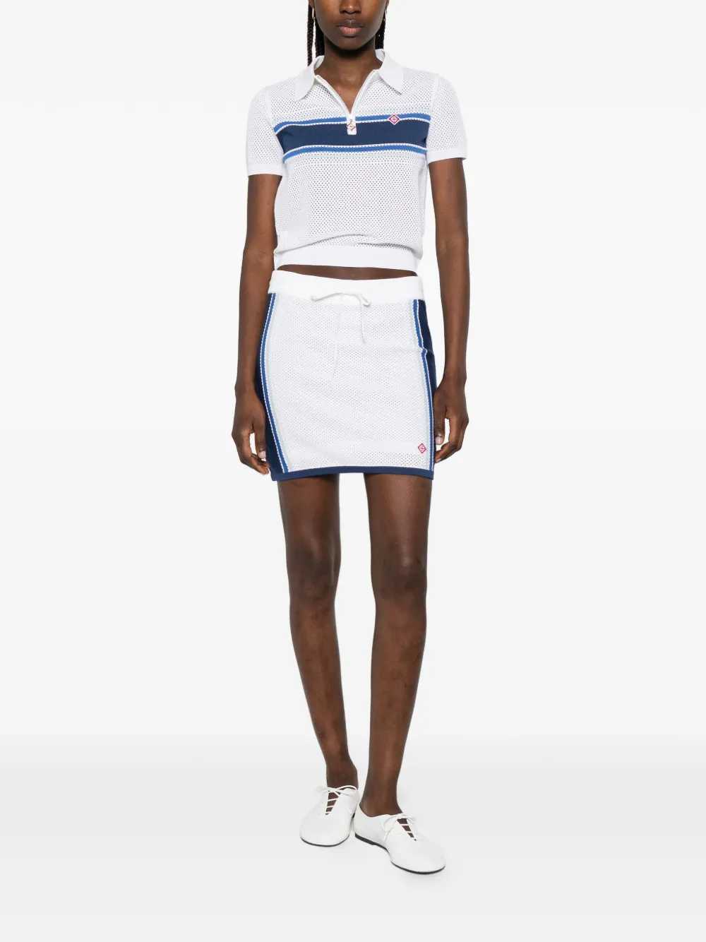 Casablanca Women Striped Zip-Up Polo Shirt CASABLANCA