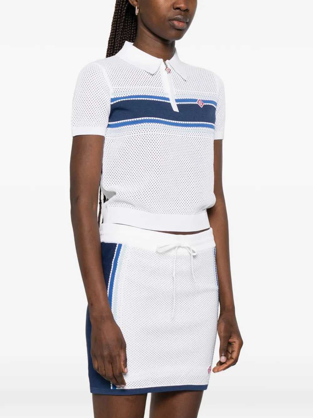 Casablanca Women Striped Zip-Up Polo Shirt CASABLANCA