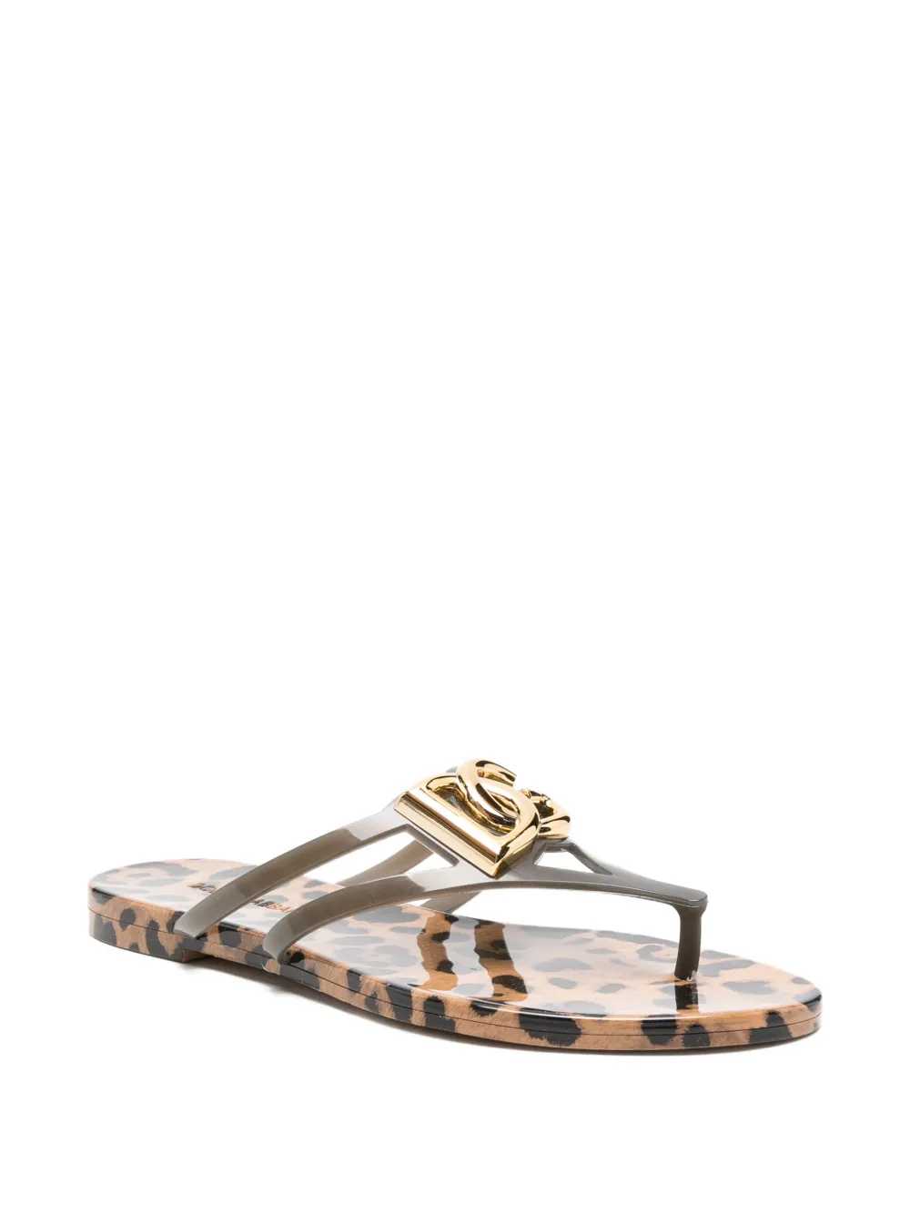 Dolce & Gabbana Women Leopard Print Flip-Flops With Logo DOLCE & GABBANA