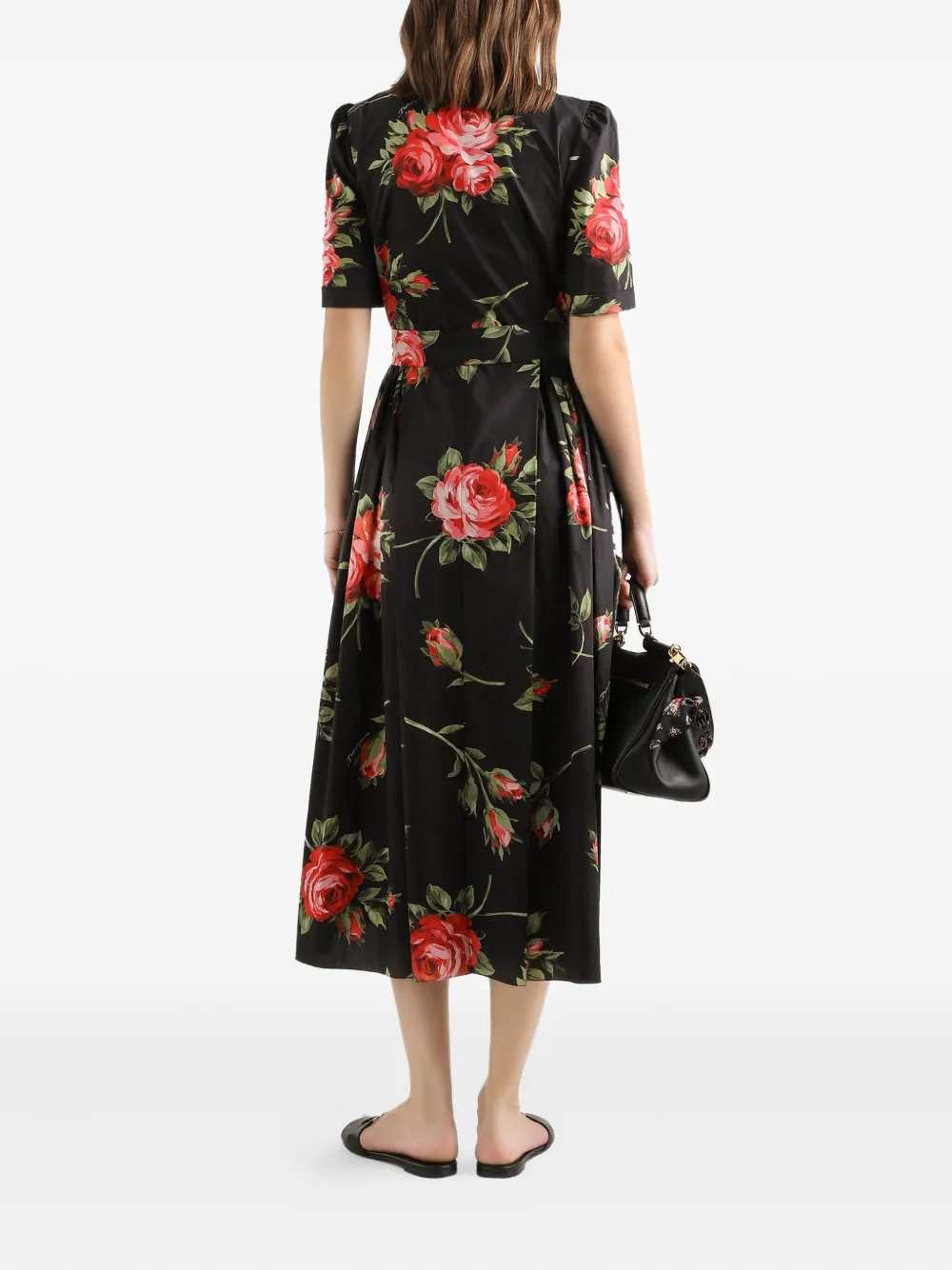 Dolce & Gabbana Women Floral Midi Dress With Belt DOLCE & GABBANA