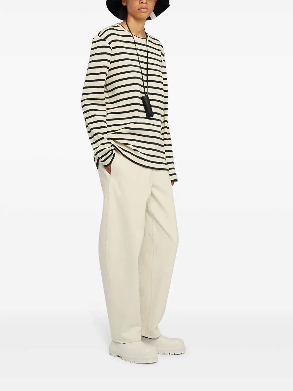 Jil Sander Women Striped Cotton T-Shirt JIL SANDER