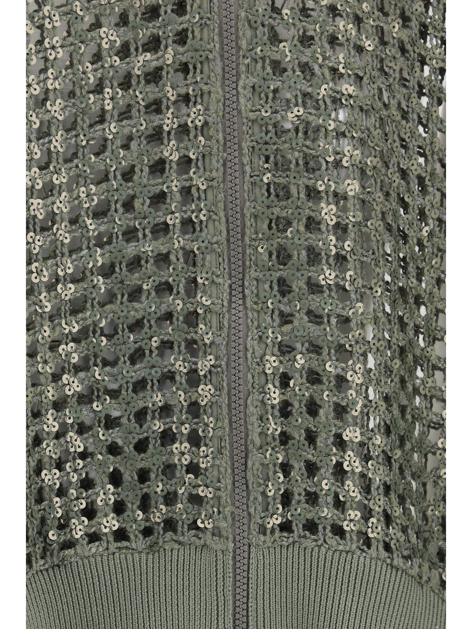 Brunello Cucinelli Women Solk And Linen Dazzling Net Embroidery Cardigan BRUNELLO CUCINELLI