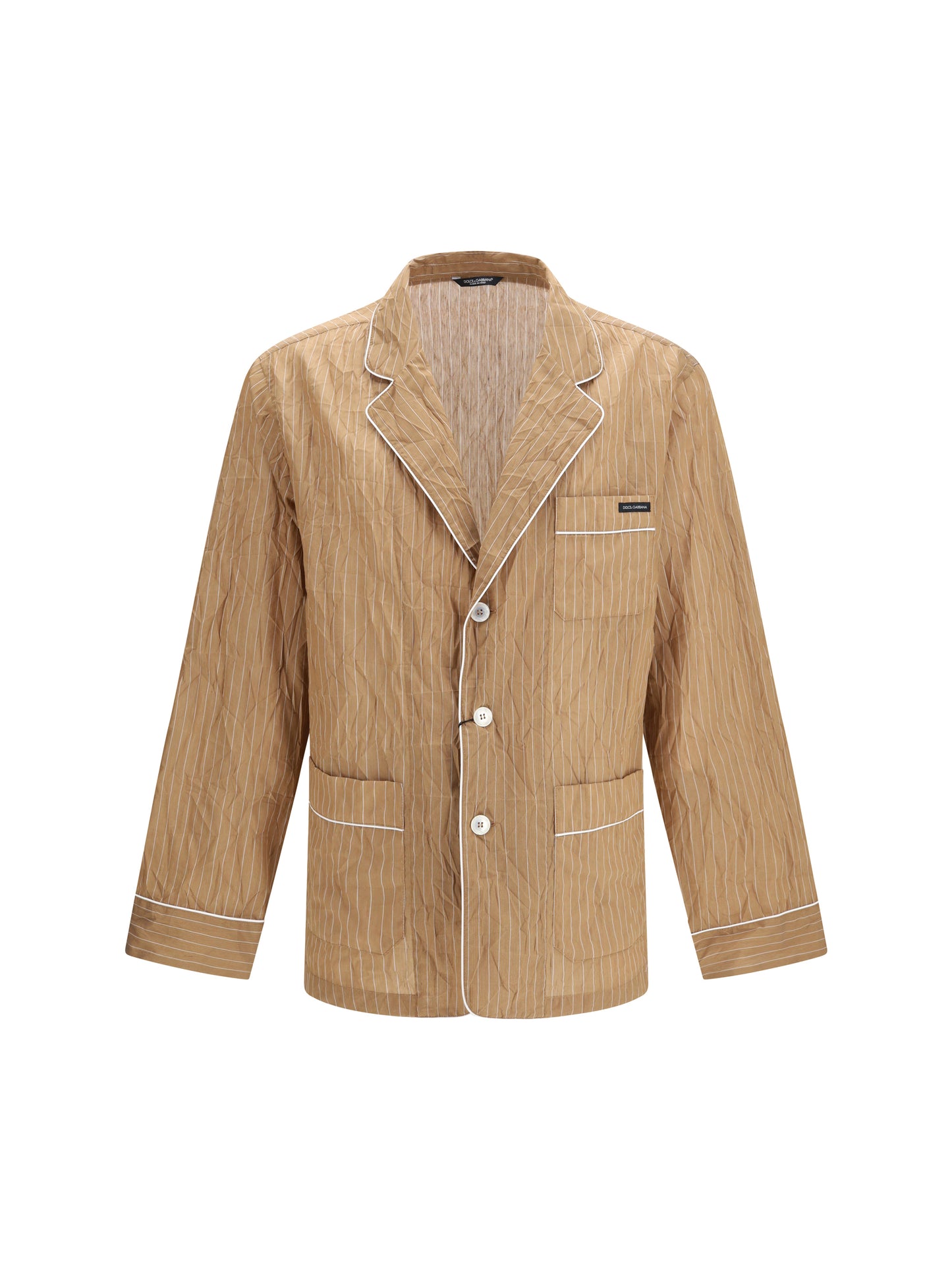 Dolce & Gabbana Men Vanity Shirt-Style Robe In Froissé Striped Fabric DOLCE & GABBANA