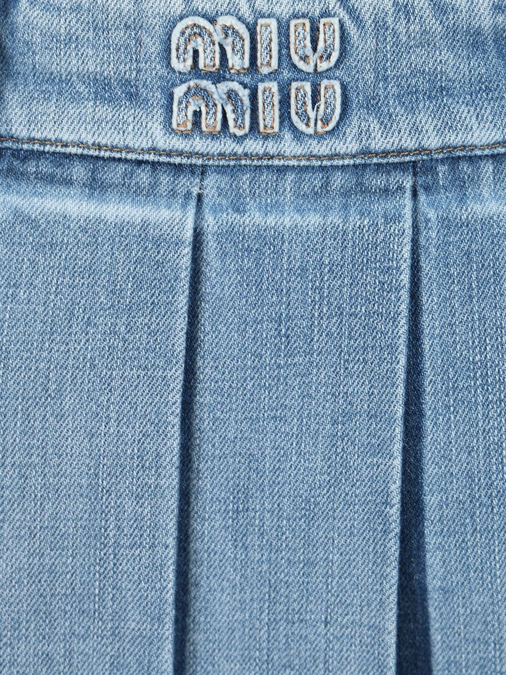 Miu Miu Women Pleated Denim Skirt MIU MIU