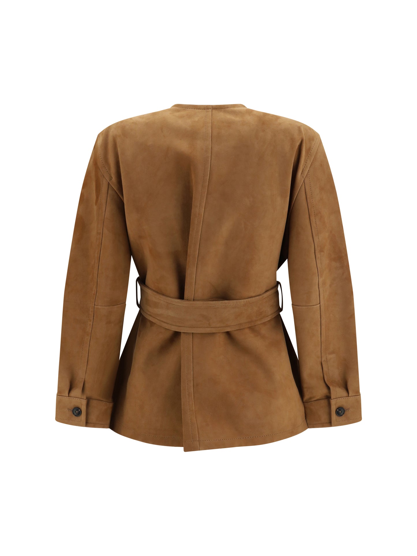 Max Mara Studio Women Suede Leather Jacket With Belt MAX MARA STUDIO