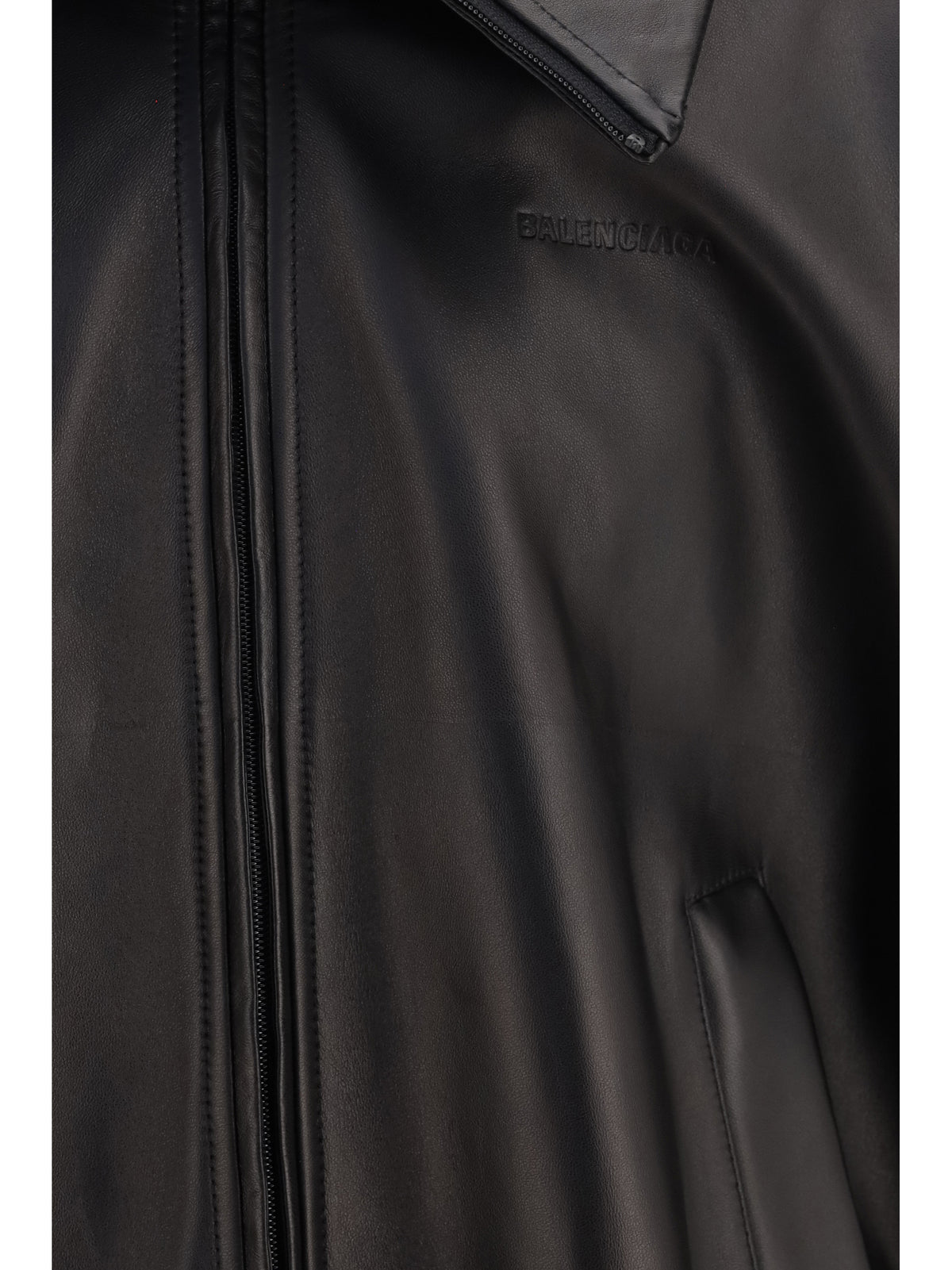 Balenciaga Men High-Neck Leather Jacket BALENCIAGA