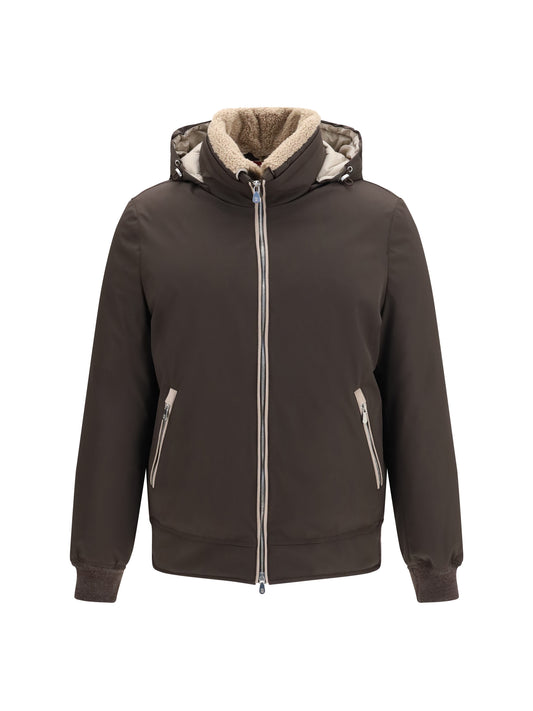 Brunello Cucinelli Men Nylon Down Jacket With Removable Hood BRUNELLO CUCINELLI
