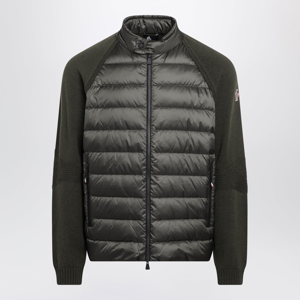 Moncler Grenoble Dark Grey Padded Zip-Up Cardigan In Wool Blend Men MONCLER GRENOBLE