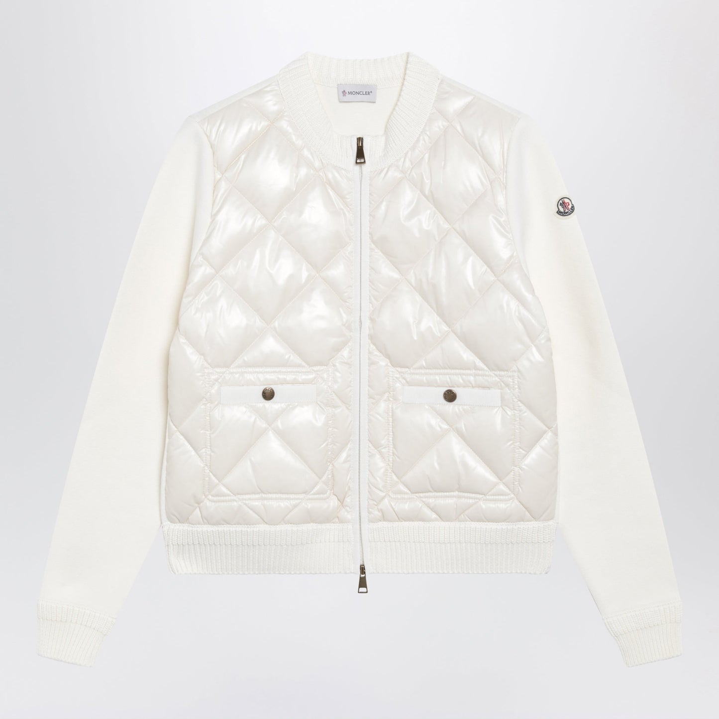 Moncler White Padded Zip-Up Sweatshirt Women MONCLER